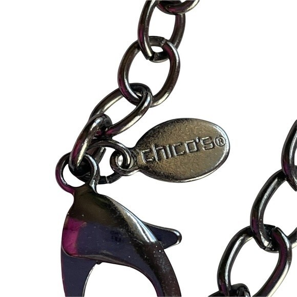 Chico's Necklace Gun Metal Tone with Multi Colored Cabochons - Picture 3 of 10